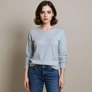 $235 Alashan Women's Sweater Top Sz XS Small Blue Cashmere Silk Luxury Pullover